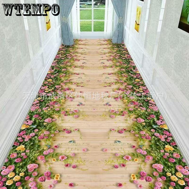 3D Flower Home Corridor Carpet Crystal Velvet Dirt Resistant Wear-resistant Anti Slip