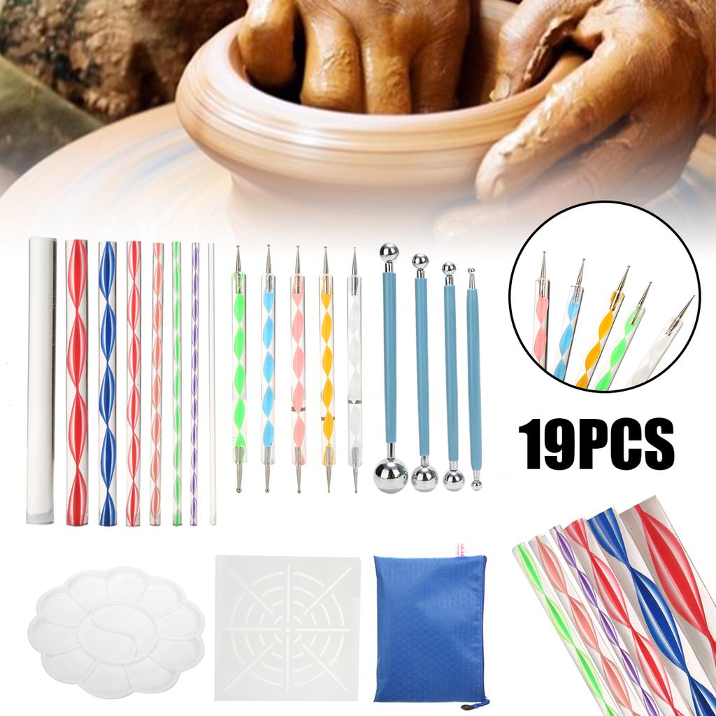 19-teiliges Mandala-Punktierwerkzeug mit wasserdichter Aufbewahrungstasche zum Bemalen von Steinen