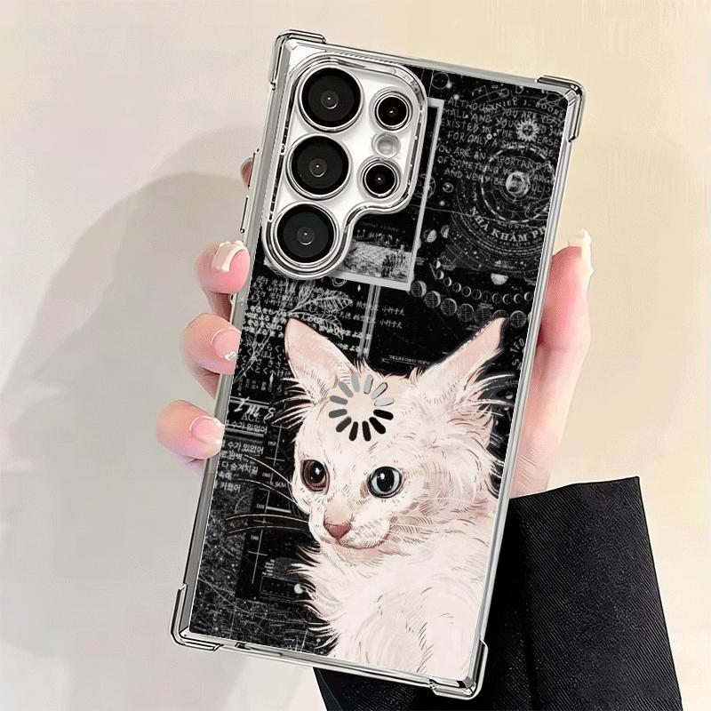 Funny Cats Fashion Style Plating Phone Case For Samsung Galaxy S24 S25 FE S26 Edge S23 Ultra S22 S21 Plus S20 Anti-Fall Airabag