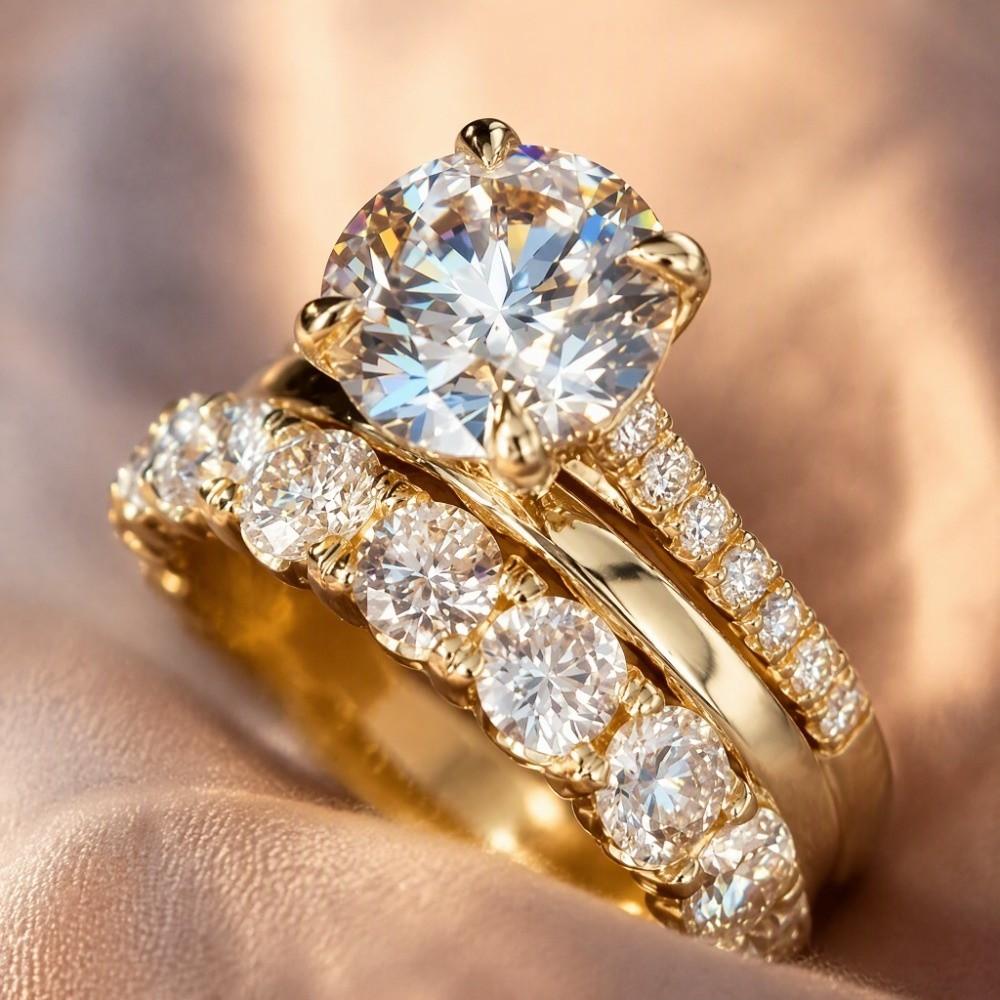Synthetic Zircon Stackable Rings Lightweight Fashion Rings Gold Tone Rings Daily Outfits