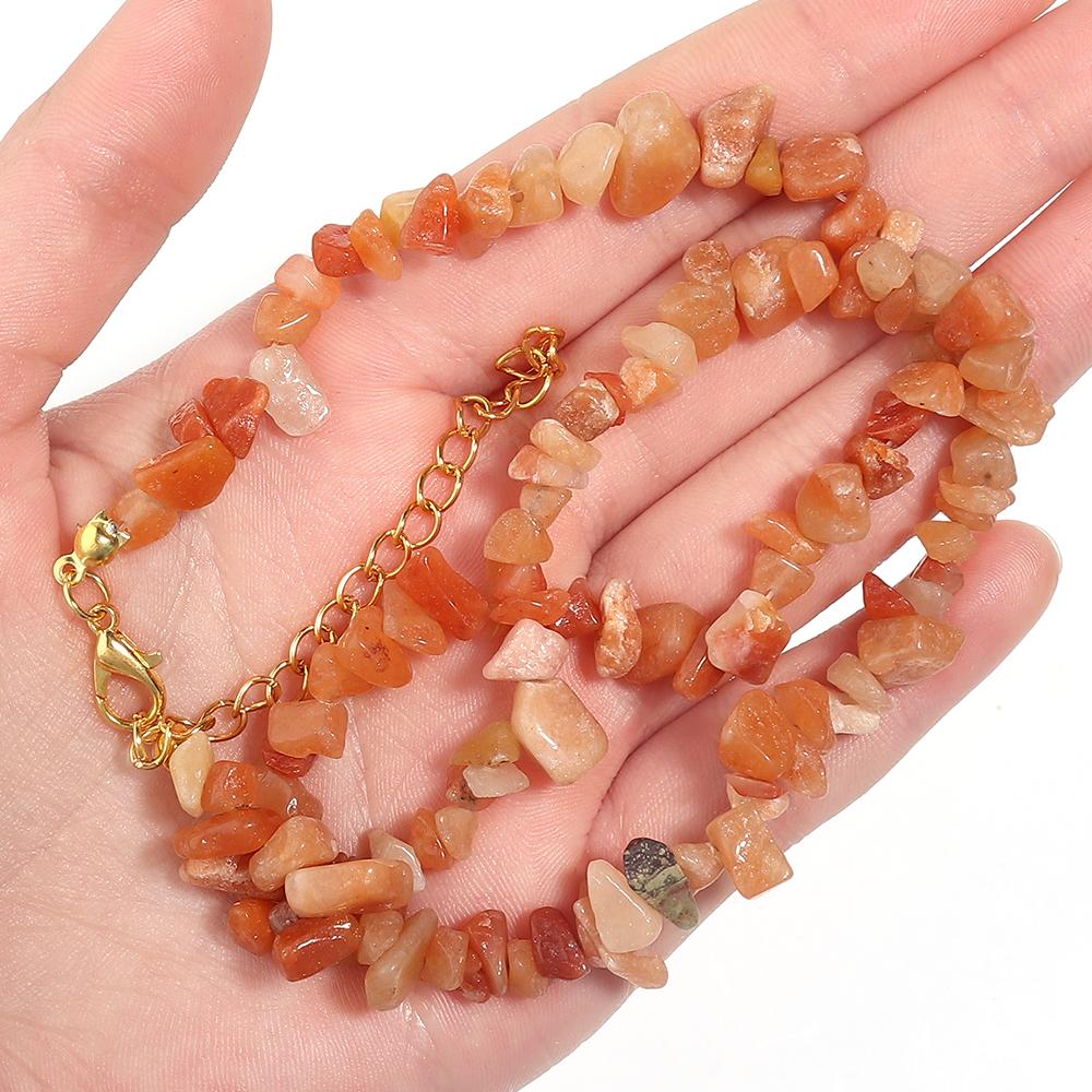 1 Strand 43cm Irregular Gravel Bead Choker Necklace Natural Stone Crystal Necklace Lobster Clasp Chain For Women Jewelry Gift
