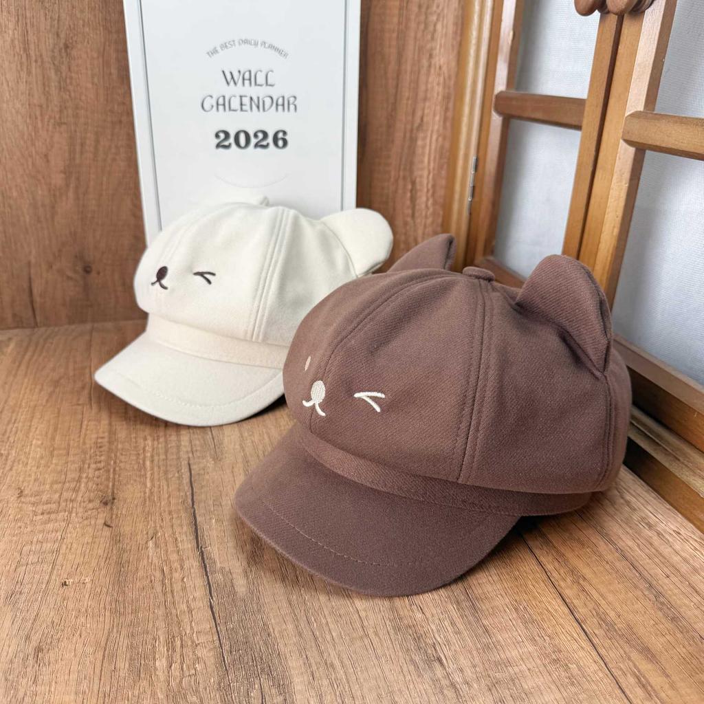 Sweet and cute bear-eared beret female spring and autumn newsboy hat casual versatile face small star anise hat
