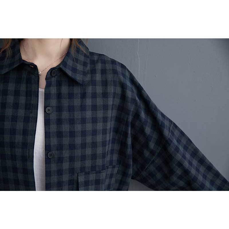 Plaid Shirt Women's Autumn New Long-sleeved Loose Jacket Mid-length Top