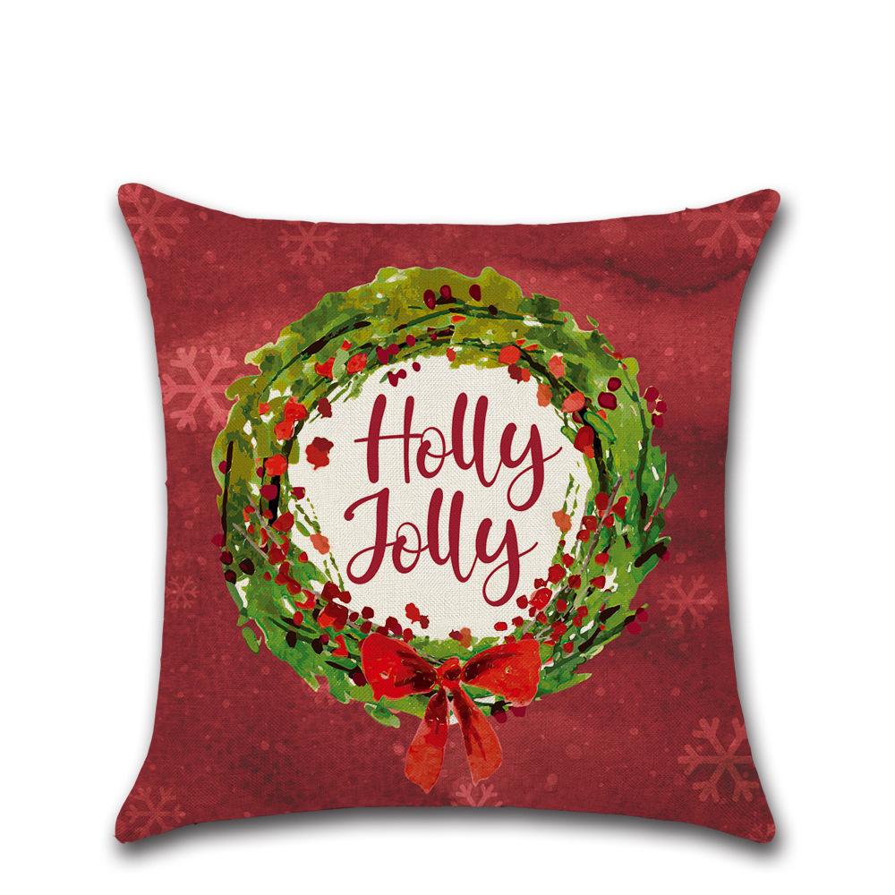 New Christmas Pillow Cover Elk Snowman Linen Sofa Pillow Household Products