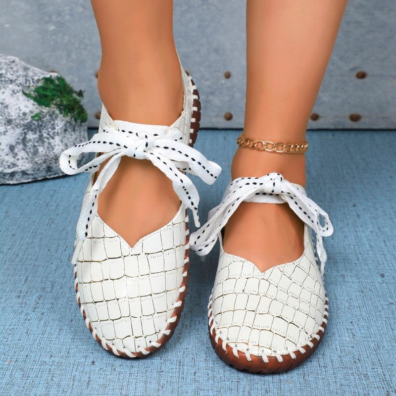 Fashion Women's Flat Shoes Spring New Round Head Shallow Mouth Front Strap Soft Sole Anti-slip Wear-resistant Single Shoes