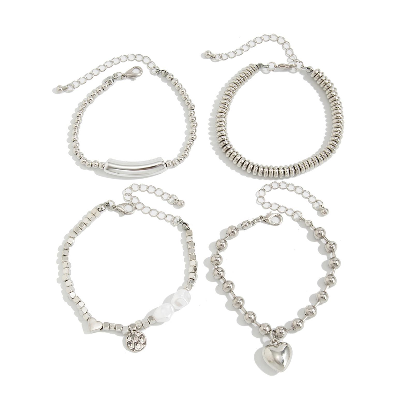 

Irregular Simulated Pearls Bracelet Featuring Heart Charm and Elastic Fit for Women Stylish Comfortable 1