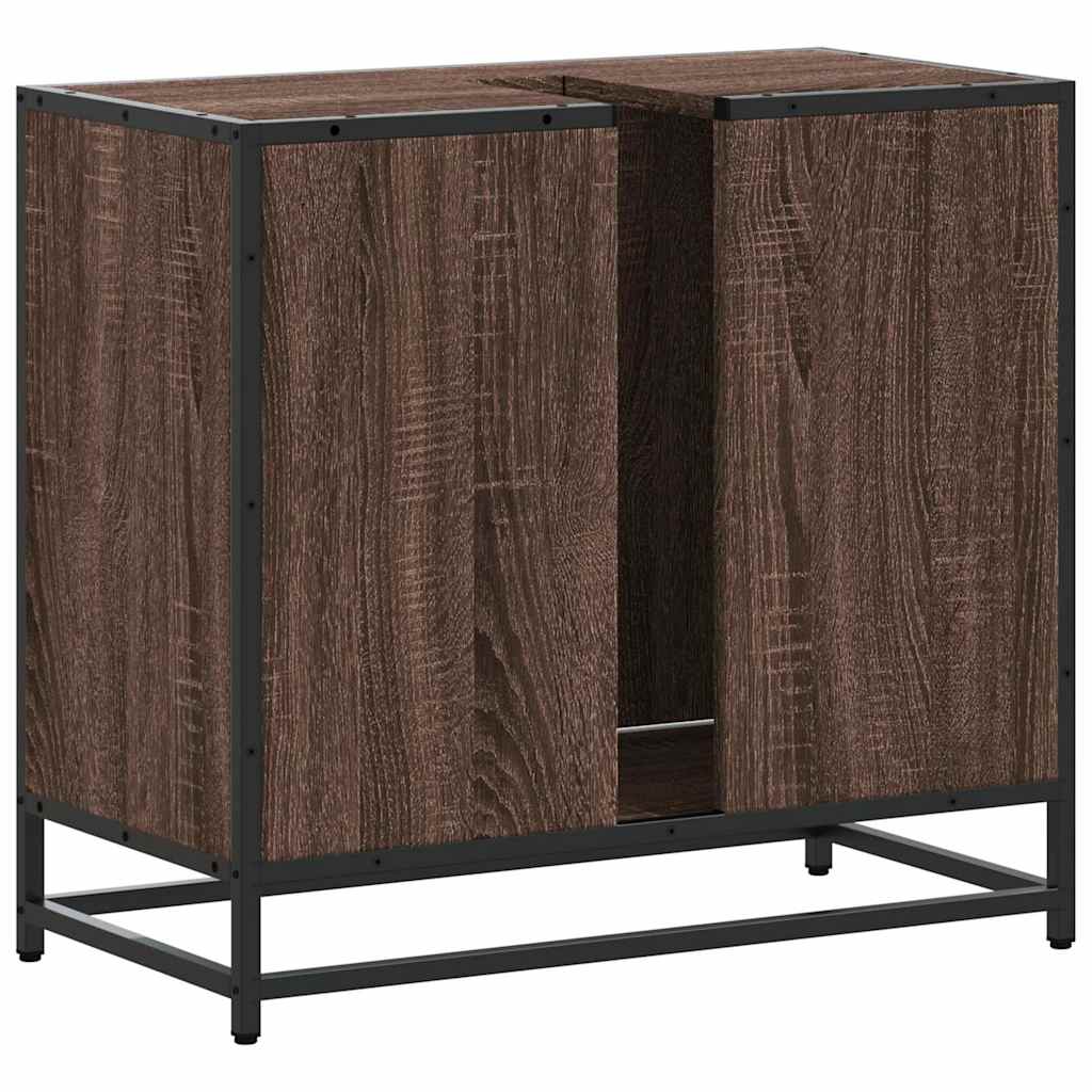 Bathroom Vanity Cabinet Brown Oak Effect 65 X 33 X 60 Cm
