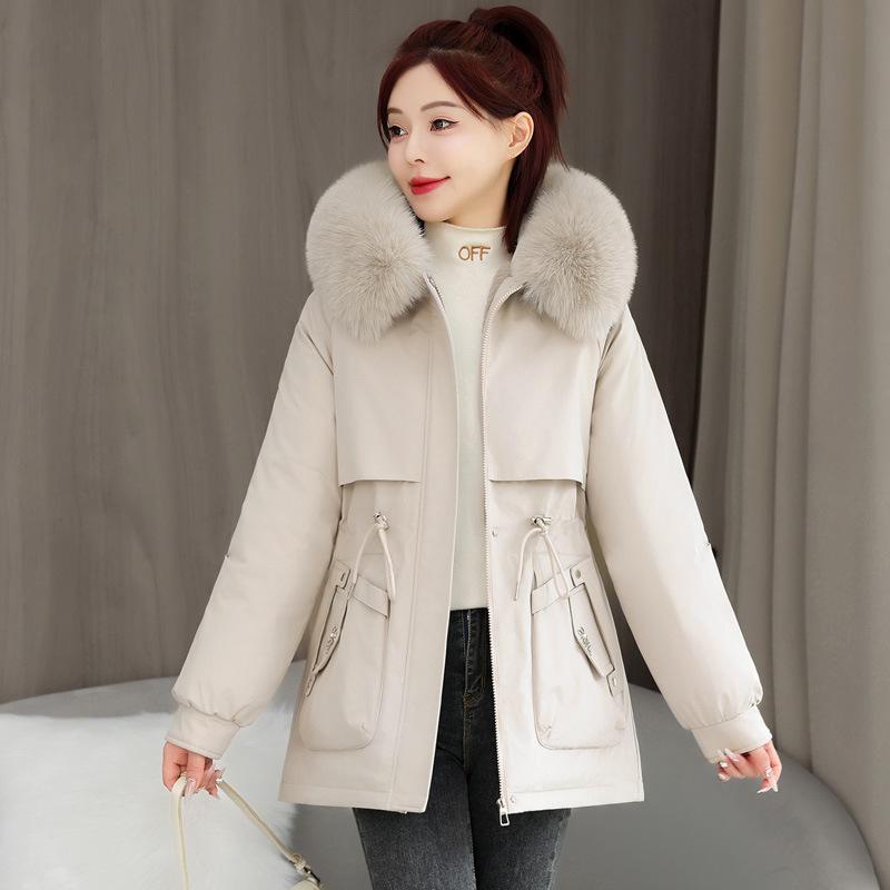 New Winter Style Parker Hooded Loose and Fashionable Cotton Jacket Cotton Jacket Big Wool Collar Women's Jacket
