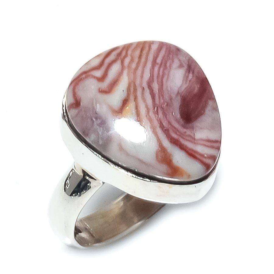 Natural Rosetta Jasper Gemstone Handmade 925 Solid Sterling Silver Ring S.6 A2e32