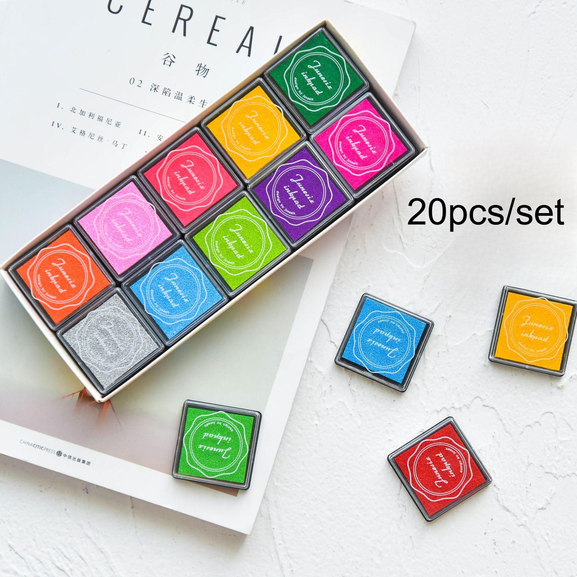 

20pcs/set Safe Washable Stamp Ink Pads for Crafts,Scrapbooking & Art Projects - Non-Toxic Washable Ink Pad with Vibrant Colors