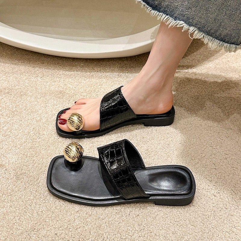 Fashion Women's Slippers and Ladies Sandals Low Heel Slides on Beach Roman Silver Open Toe Shoes Original Vip Casual New Style Offer Pvc