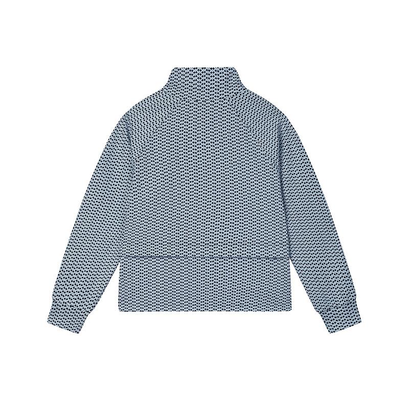 FILA White Series Fashion Versatile Knitted Long Sleeve Jacket Women Jackets Harmonious-Blue F11W513503FBU