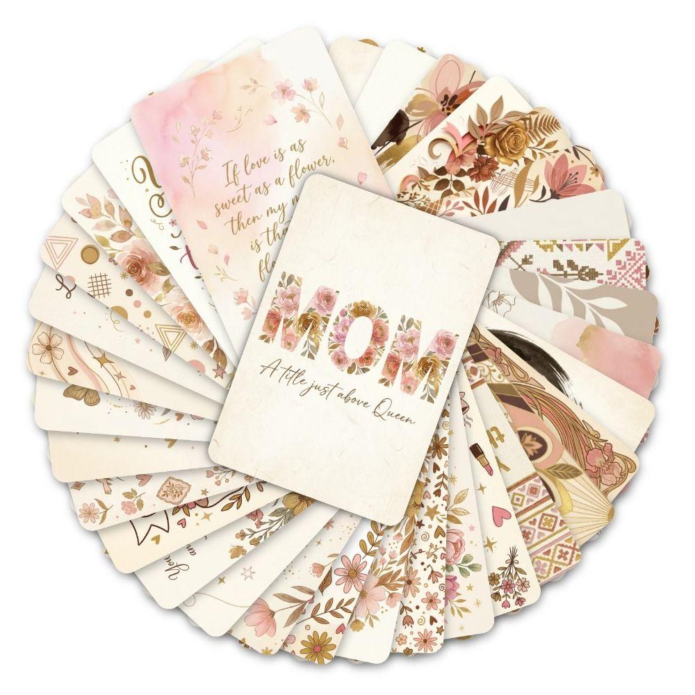 36Pcs/Set Floral Bouquet Mother's Day Cards Multicolor Cartoon Flower Holiday Cards Blessings Message Express Gratitude