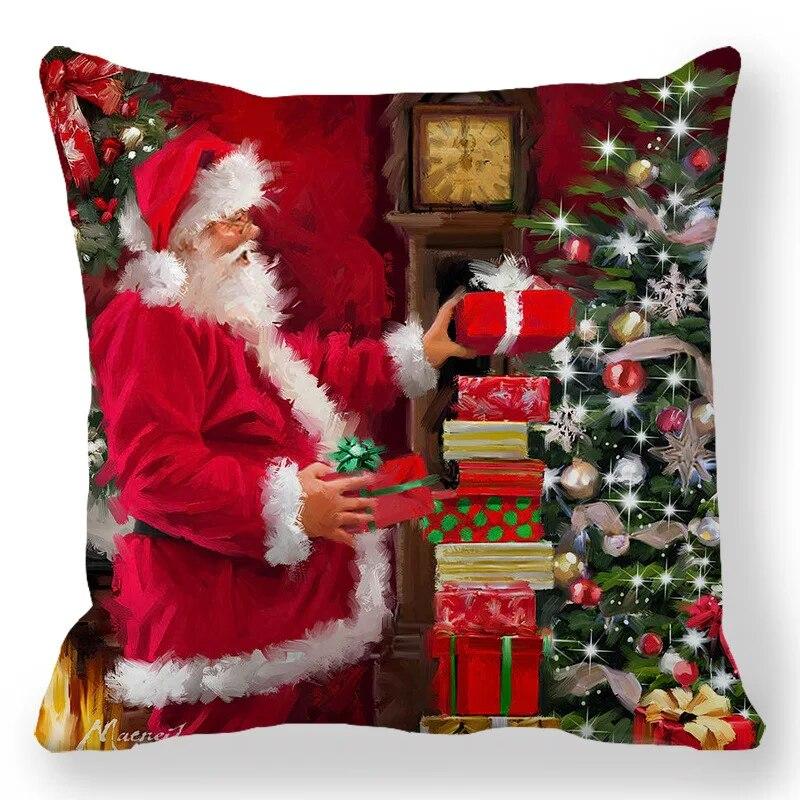 Santa Claus Home Decor Gedruckt Kissen Fall 2024 Neue Jahr Weihnachten Schlafzimmer Wohnzimmer Sofa Dekoration Kissenbezug Kissen Abdeckung
