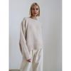 Rose Beauty A Autumn and winter women's knitted round neck loose solid color sweater