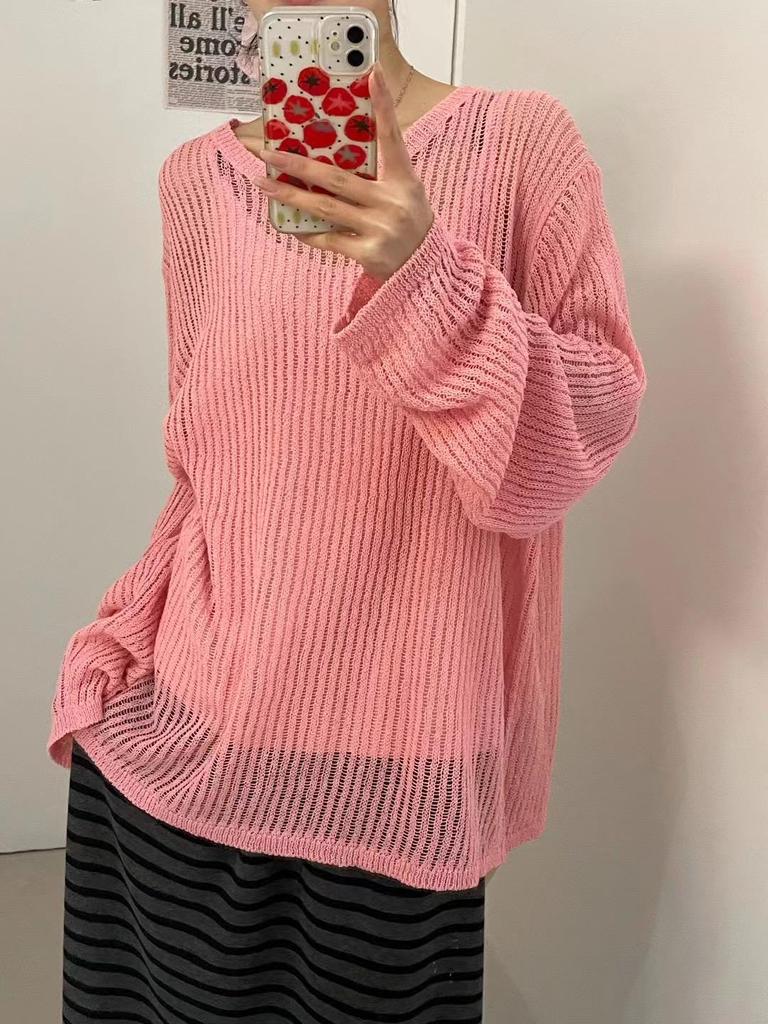 Da 7 Women's Summer Plus Size Casual Loose Knit Sunscreen Cardigan - Korean Style