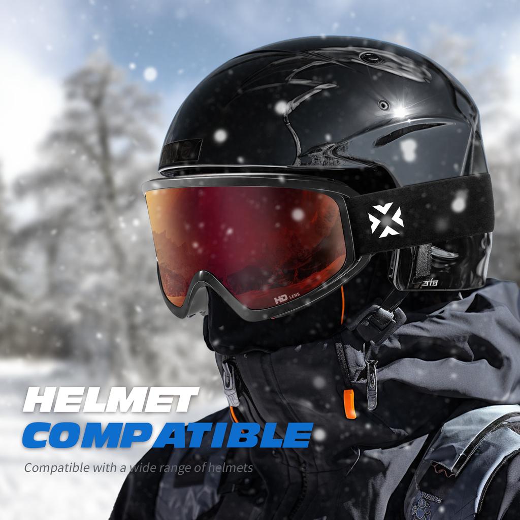 MAXJULI Ski Goggles OTG Snowboard Goggles for Men Women Youth 100% UV Protection Snow Sports M7