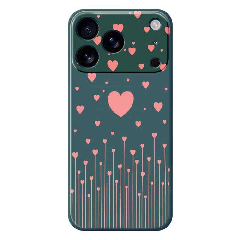 For iPhone 17 Pro Max Case Pink Love Pattern Printing Straight Edge TPU Phone Back Cover