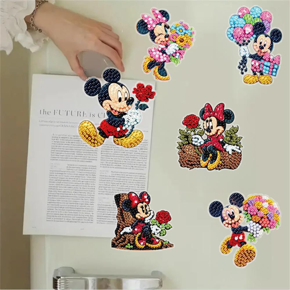 

6 шт./набор магнитов для холодильника с алмазной вышивкой Минни Микки, магниты на холодильник с алмазной мозаикой для взрослых, наборы магнитов на холодильник с алмазной вышивкой