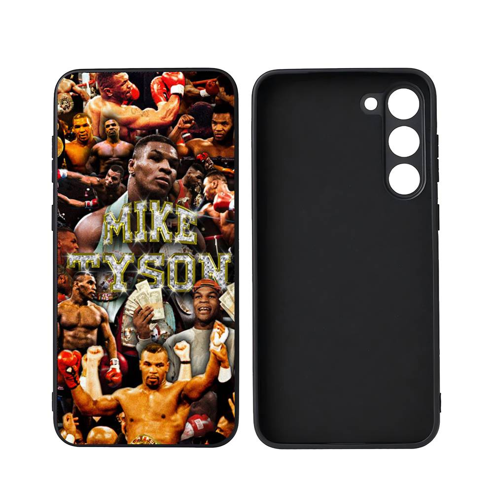 M-Mike T-Tyson Boxer Samsung Galaxy S24 S23 Ultra S22 S21 Plus S20 Schwarze Weiche Silikon Schutzhülle