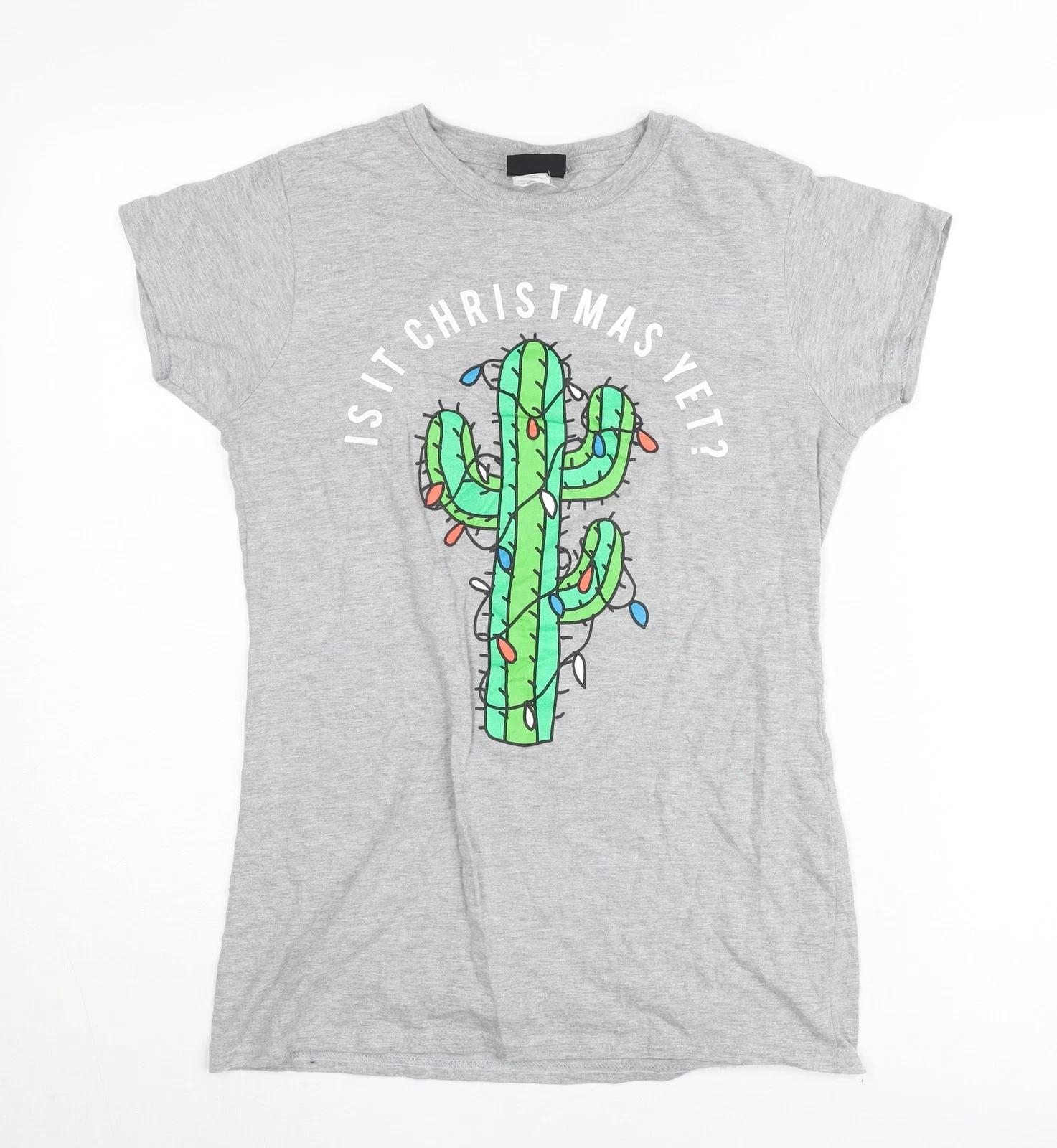 

Sunday Velvet Womens Grey Christmas Graphic T-Shirt Size L M