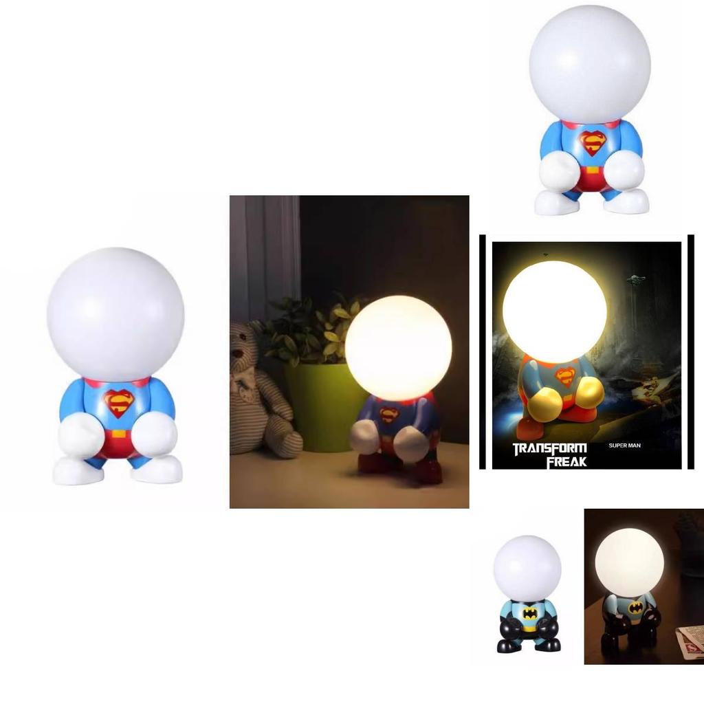 Superhrdinská kreslená LED stolní lampa s úsporným světlem pro výzdobu dětské ložnice