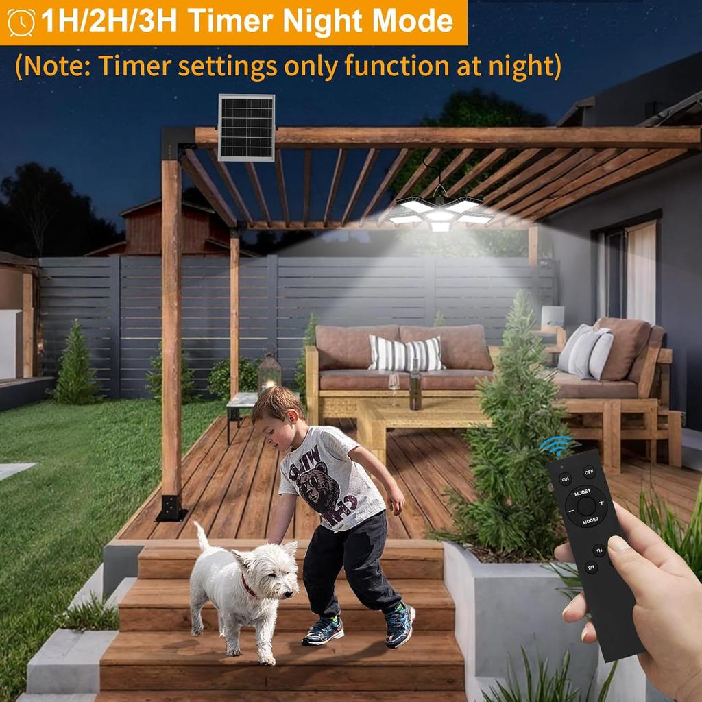 Solar Shed Light 267LED Motion Sensor Pendant, Indoor Outdoor, 2 Modes + Timer Remote