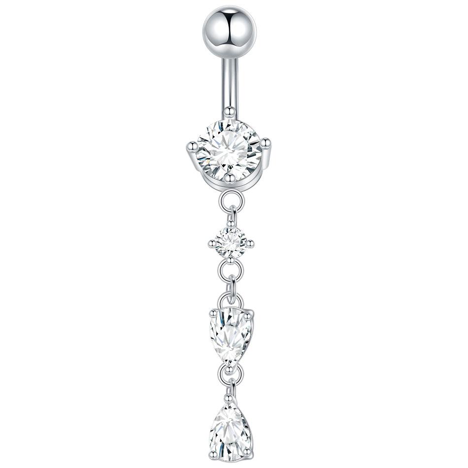 1PC Surgical Steel Navel Ring 14G Cubic Zirconia Flower Belly Bar Piercing Jewelry for Women