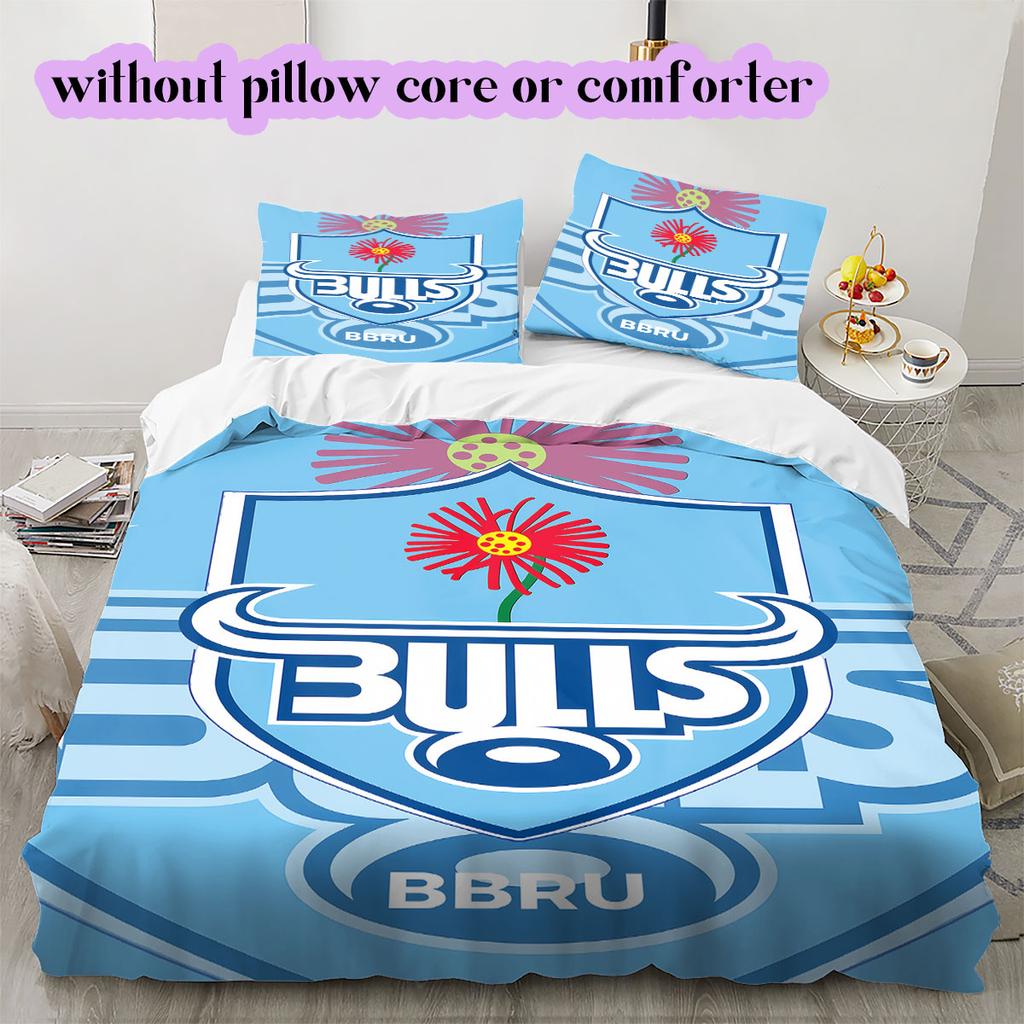 Rugby Club The Bulls Pattern Bedding,Quilt Set Quilt Cover Pillowcase Home Birthday Gift (1*duvet cover+2*pillowcase,without core)