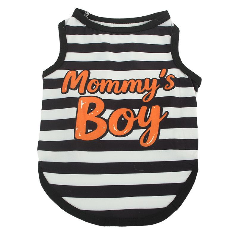 Summer Pet Clothing Cats High Elasticity Tank Top European Style Printed Alphabet Stripes Puppy Vest Cool Shirts