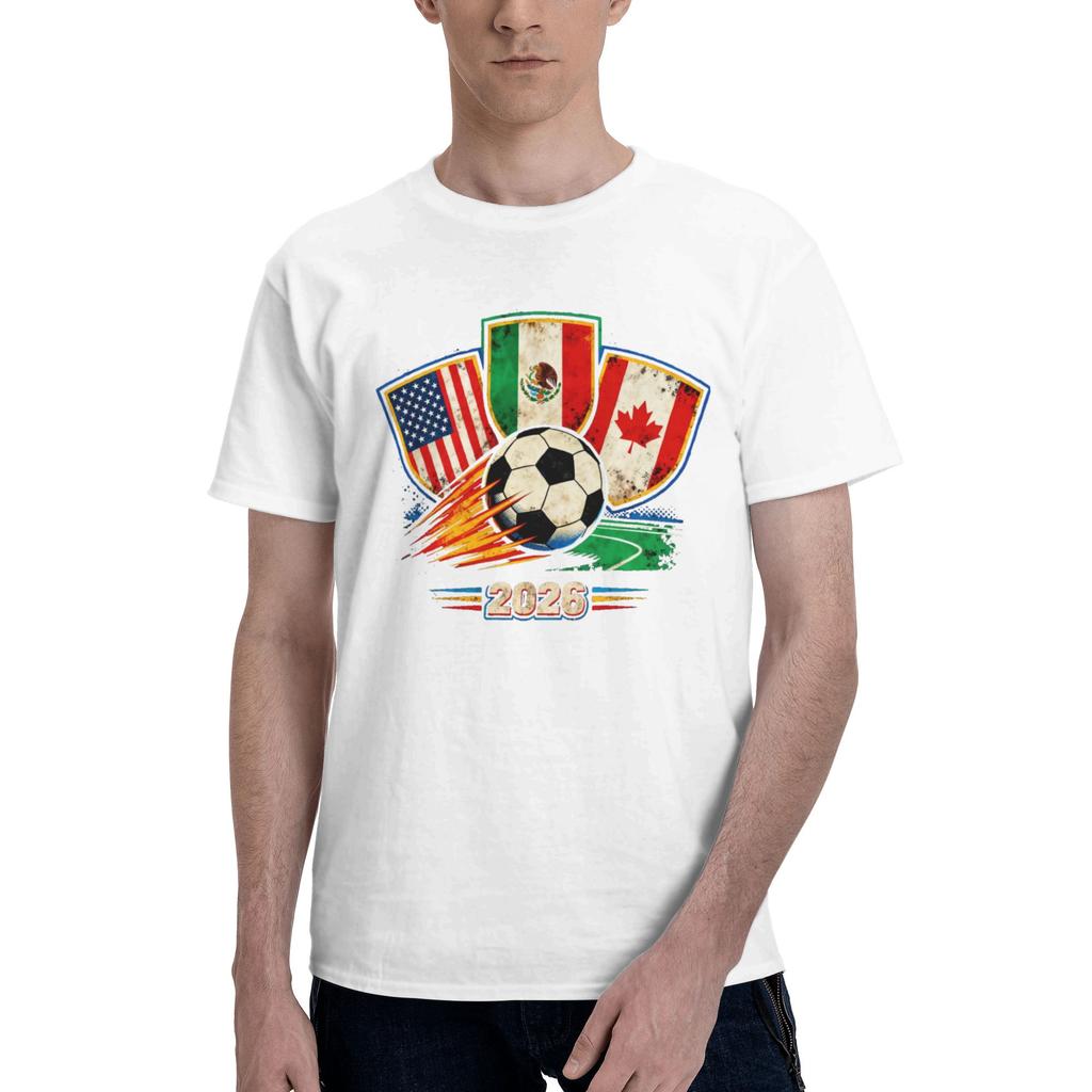 Custom Unisexs 2026 Football Soccer Cups T Shirt Short Sleeve Cotton Tshirt Casual Usa Canada Mexico Tee Loose Fit