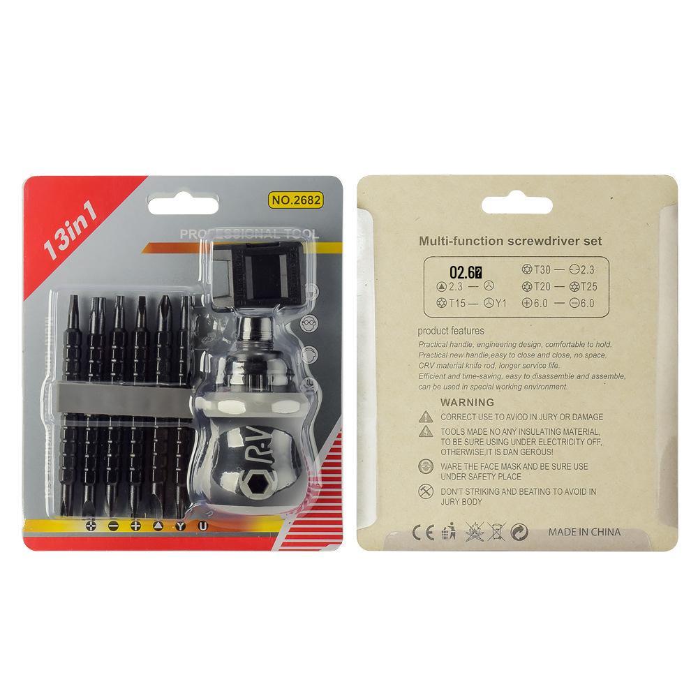 13-in-1 Insulated Non-Slip Dual-Use Phillips & Slotted Ratchet Screwdriver Set