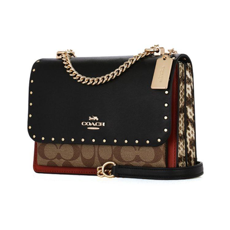 COACH Klare Leather Trunk Bag Crossbody Bag Small Women's Black & Brown 90400-IME7V