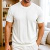 Men's Short Sleeve Jacquard T-Shirt, Loose Fit Crewneck Pullover, Breathable Moisture Wicking Vintage Casual Top