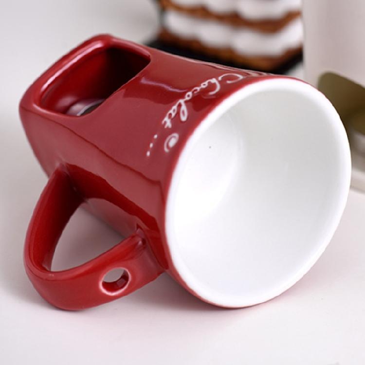 Portable Ceramic Fondue Pot Melting Cup Ceramic Fondue Mug With Fork Great For Chocolate And Cheese Melting At Event
