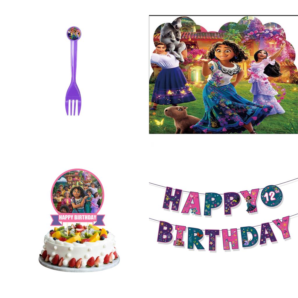Vibrant Encanto Birthday Party Decorations Set With Backdrop Banner And Cupcake Toppers