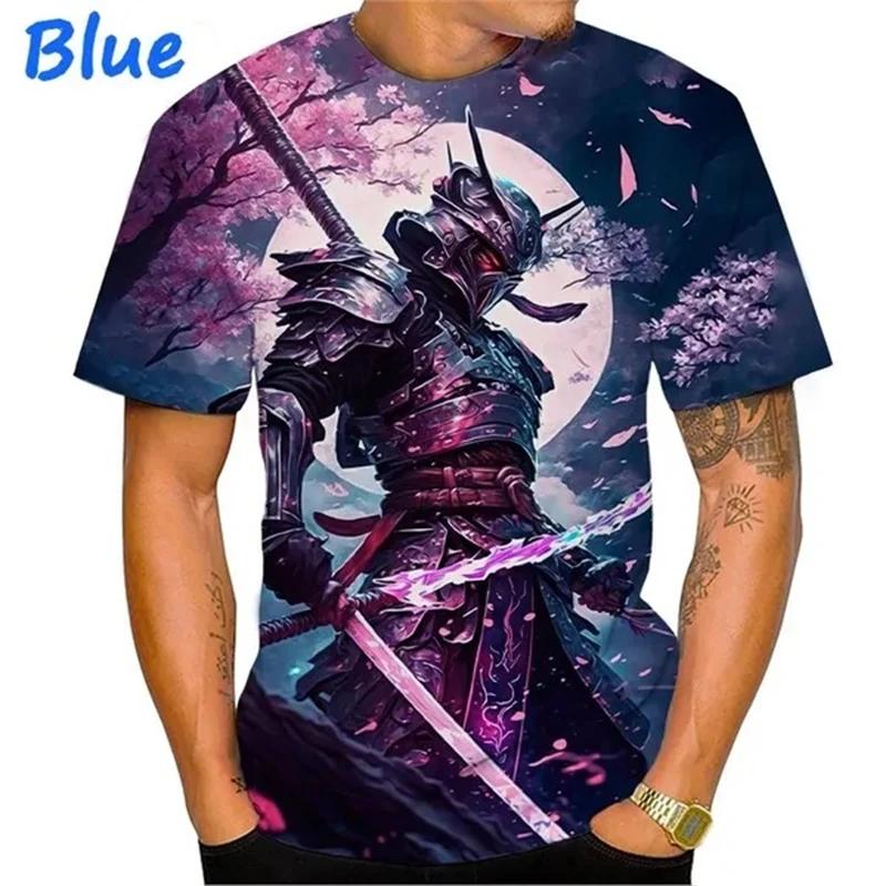 

Новая футболка с японским самураем, 3D-принт, сакура, ниндзя, рубашка с коротким рукавом, модные повседневные топы для мужчин и женщин, футболки 3XL