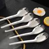 10pcs Long Handle Dessert Spoon Stainless Steel Dinner Spoons Practical Soup Spoon  Hotel