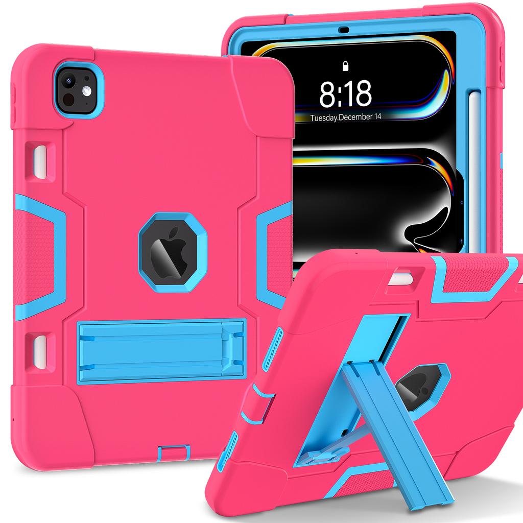 Rugged Kickstand Case For iPad Pro 11 2025 M5 2024 M4 A3357 A3358 A3359 A2836 A2837 A3006 PC Silicone Anti-Slip Cover Shockproof
