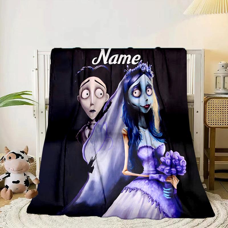 Benutzerdefinierter Name Corpse Bride Kunstdecke Bett Sofa Decke Flanelldecke für Camping, Wandern, Picknick Zubehör, Geschenk für Familie und Freunde
