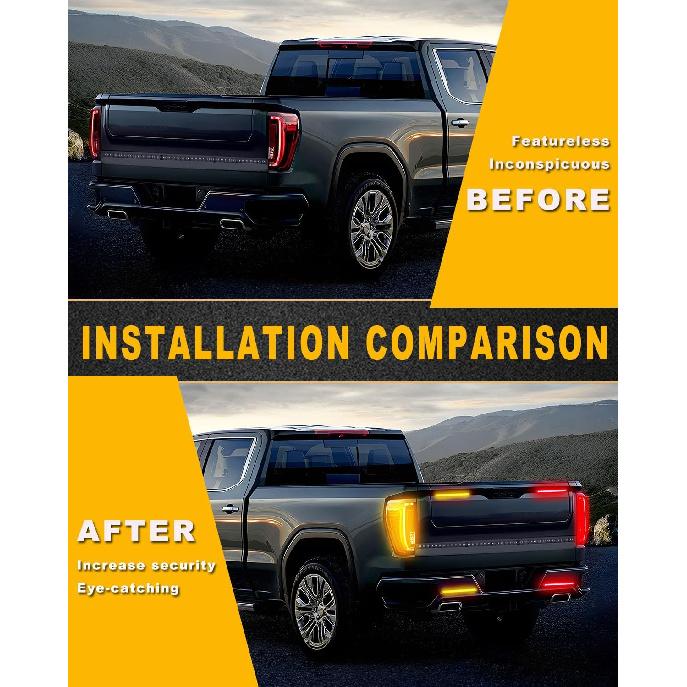 LED Tail Light 9.25in Trailer Turn Signal Rear Lamp Streamer Follow Amber Start Scan Red Brake Stop Reverse Safety Indicator DRL Lights for Pickup