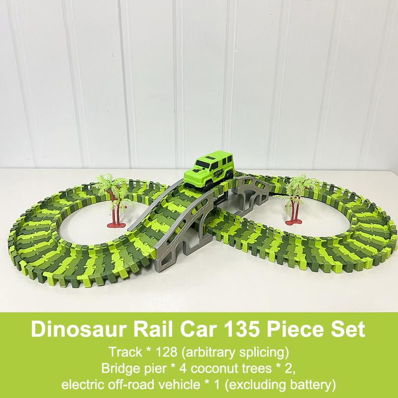 135-141Pcs Children Electric Track Toy Car Engineering Car Kids Educational Toys Track Car Train Toys For Children Birthday Gift