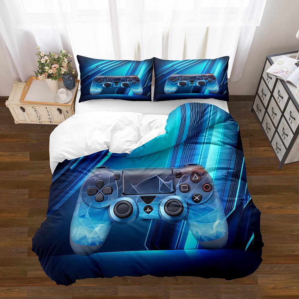 Gamepad Pattern Printing Quilt Cover Pillowcase 3D Digital Printing Three-Piece Set