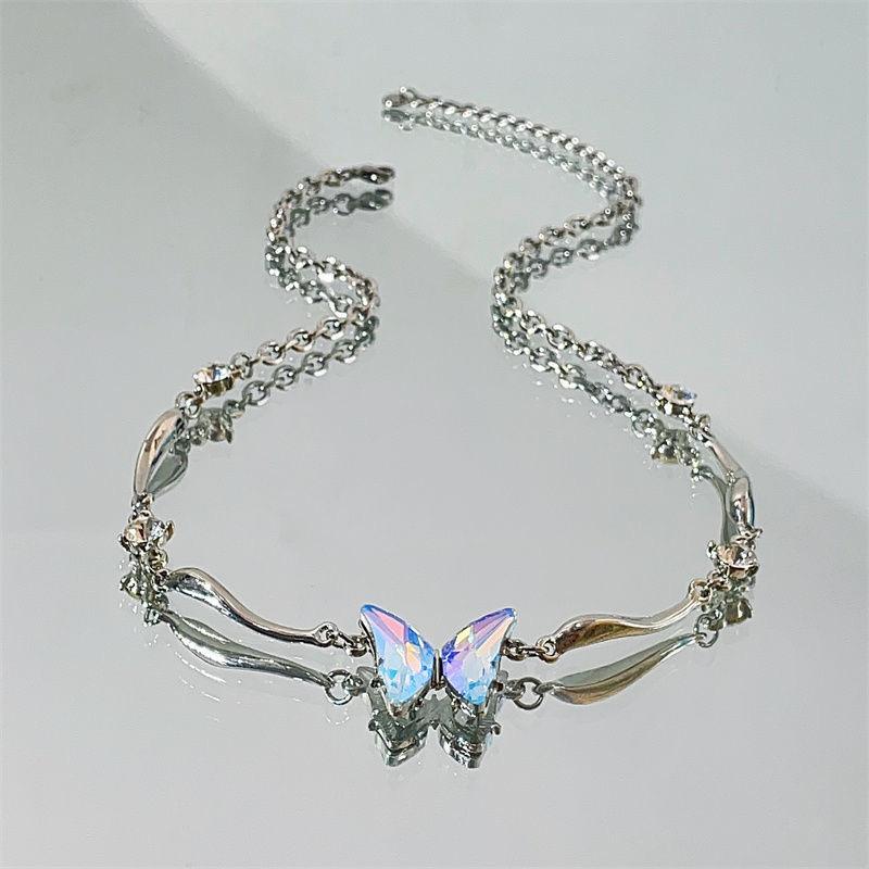 weet cool colored zircon butterfly irregular choker necklace niche fahion cool high ene collarbone cha