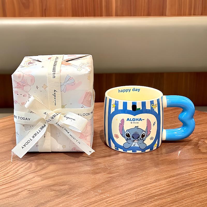 Vysoce hodnotný roztomilý hrnek s Medvídkem Pú pro pár, keramický pohár na vodu, dětský hrnek na mléko a kávu, dárek k narozeninám, dárková krabička