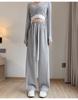 Women's High-Waist Gray Banana Sweatpants - Straight Loose Fit, Wide Leg - Perfect for Autumn and Winter 2025