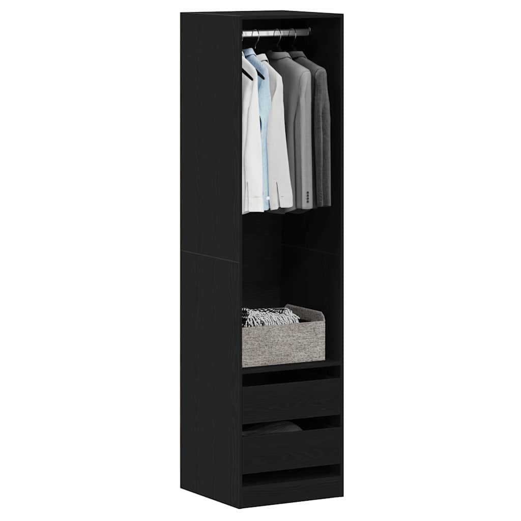 Wardrobe with Shelf Black Oak Effect 50 x 50 x 200 cm