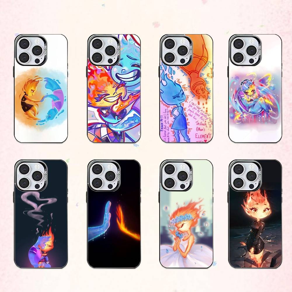 P-Pixar E-Elemental Handyhülle Für iPhone17,16,15,14,13,12,11 Plus,Pro Max Farbige Silberbeschichtete Innenseite Abdeckung