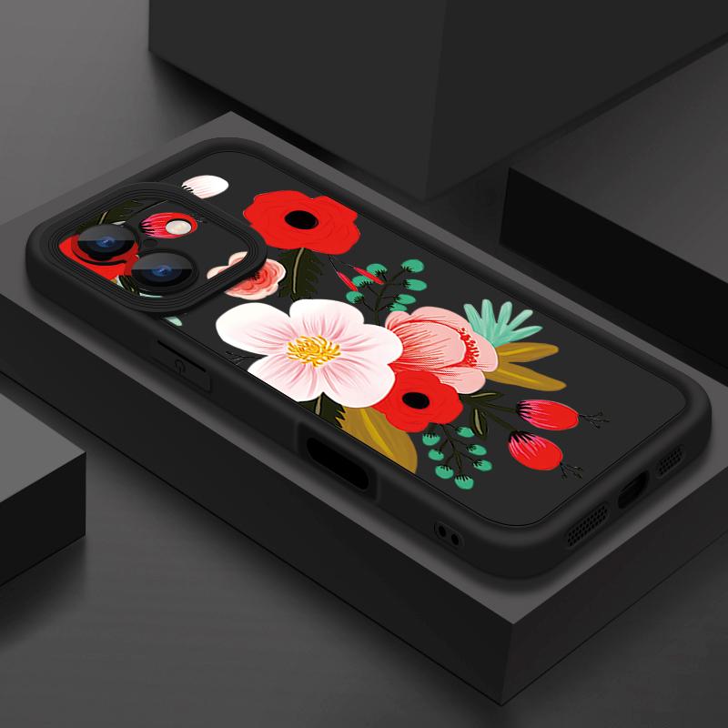 For iPhone 16 Case Cartoon Flower Pattern Shockproof TPU Silicone Soft Cover For iPhone 13 14 15 Pro Max 12 11 iPhone 16 Pro Max Funda