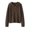 Women's Hooded Cashmere Pullover Sweater - Autumn/Winter, Loose Fit, Long Sleeve, Thick Knit Base Layer